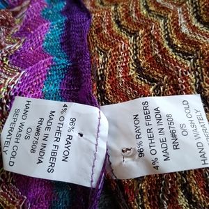 2 Scarfs made in India 96% Rayon & 4% other fibers